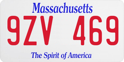 MA license plate 9ZV469