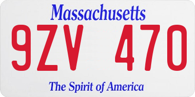 MA license plate 9ZV470