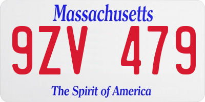 MA license plate 9ZV479