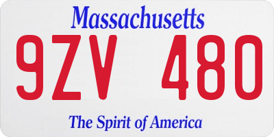 MA license plate 9ZV480