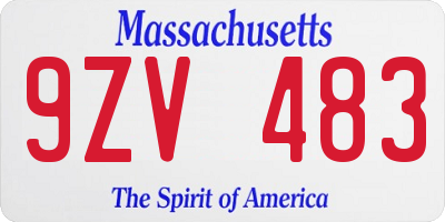 MA license plate 9ZV483