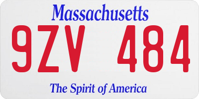 MA license plate 9ZV484