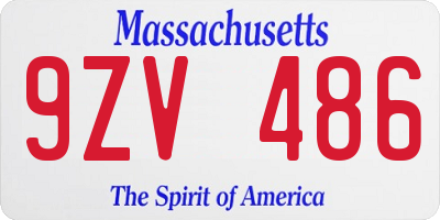 MA license plate 9ZV486