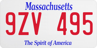 MA license plate 9ZV495