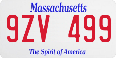 MA license plate 9ZV499