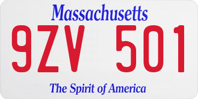 MA license plate 9ZV501