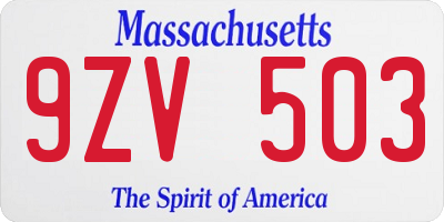 MA license plate 9ZV503