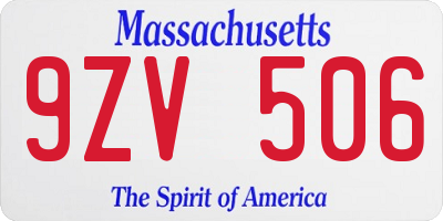 MA license plate 9ZV506