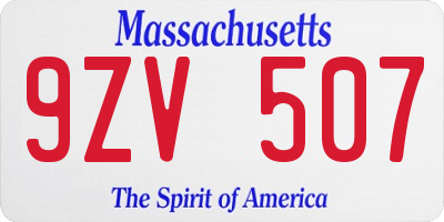 MA license plate 9ZV507