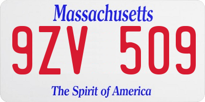 MA license plate 9ZV509