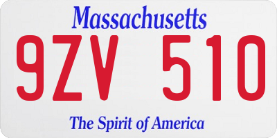 MA license plate 9ZV510