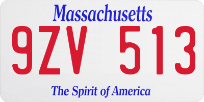 MA license plate 9ZV513