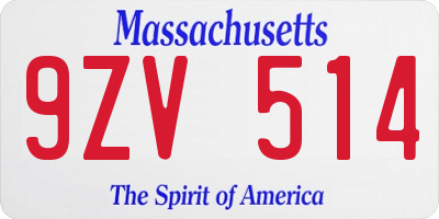 MA license plate 9ZV514