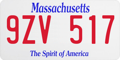 MA license plate 9ZV517