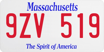 MA license plate 9ZV519