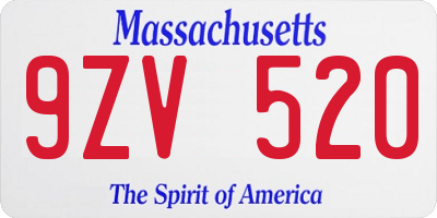 MA license plate 9ZV520