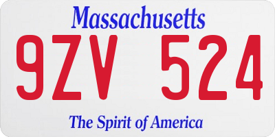 MA license plate 9ZV524