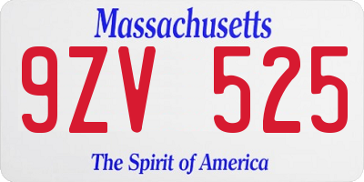 MA license plate 9ZV525