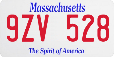 MA license plate 9ZV528