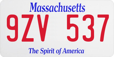 MA license plate 9ZV537