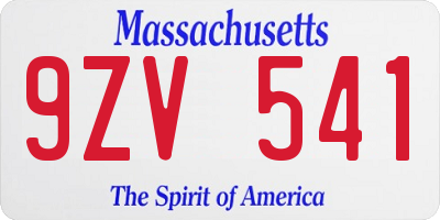 MA license plate 9ZV541