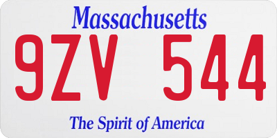 MA license plate 9ZV544