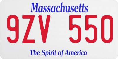 MA license plate 9ZV550