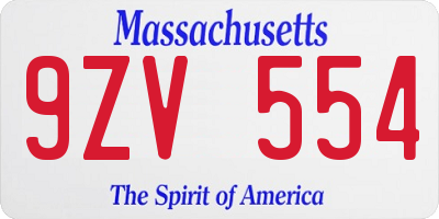 MA license plate 9ZV554