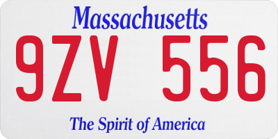 MA license plate 9ZV556