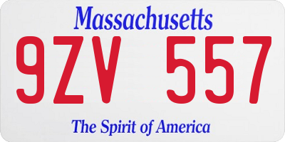 MA license plate 9ZV557