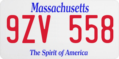 MA license plate 9ZV558