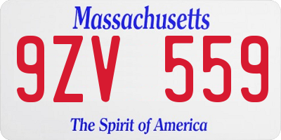 MA license plate 9ZV559