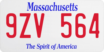 MA license plate 9ZV564