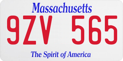 MA license plate 9ZV565