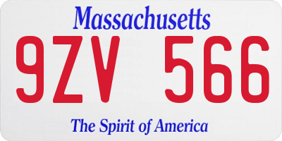 MA license plate 9ZV566