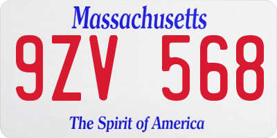 MA license plate 9ZV568