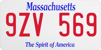 MA license plate 9ZV569