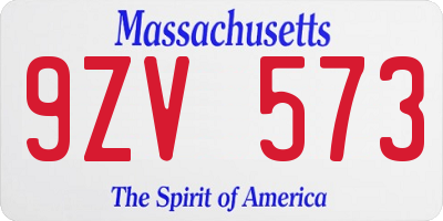 MA license plate 9ZV573