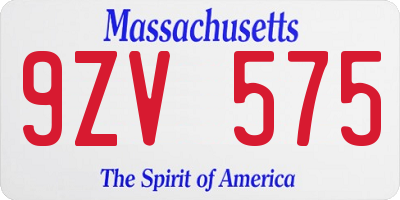 MA license plate 9ZV575