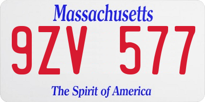 MA license plate 9ZV577