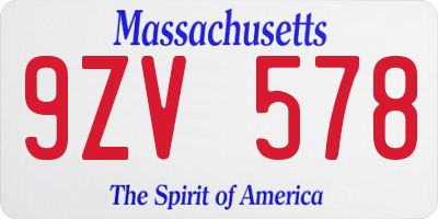 MA license plate 9ZV578