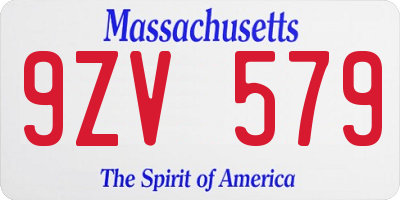 MA license plate 9ZV579