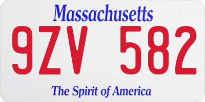 MA license plate 9ZV582