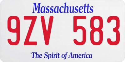 MA license plate 9ZV583