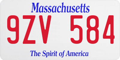 MA license plate 9ZV584