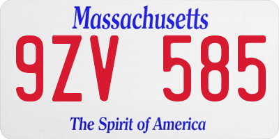 MA license plate 9ZV585