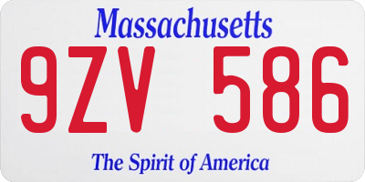 MA license plate 9ZV586