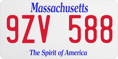 MA license plate 9ZV588