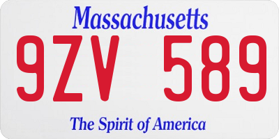 MA license plate 9ZV589