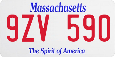 MA license plate 9ZV590